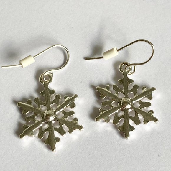 Snowflake Earrings Silver Plated AB Crystals Christmas Winter Snow Holiday X-Mas - Picture 10 of 12